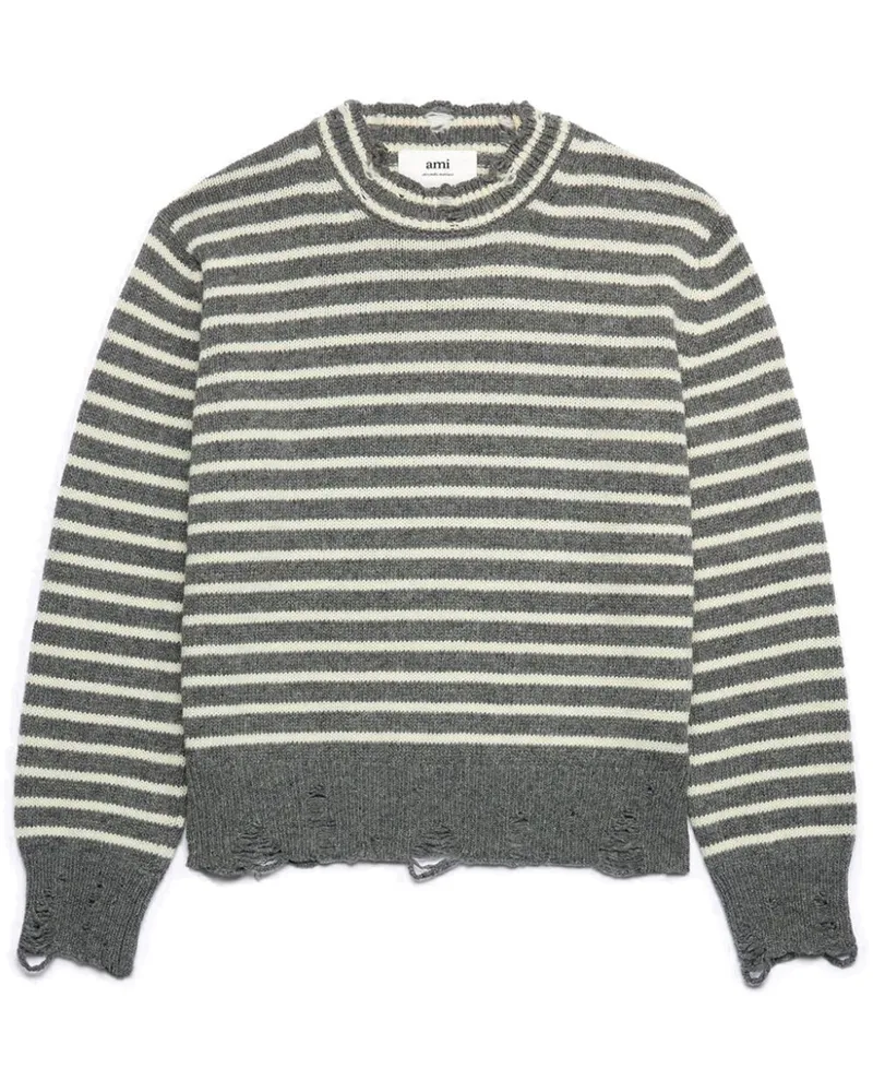 AMI Paris Gestreifter Pullover - Grau Grau