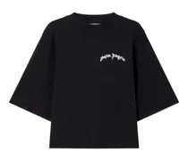 Cropped-T-Shirt mit Logo-Print - Schwarz
