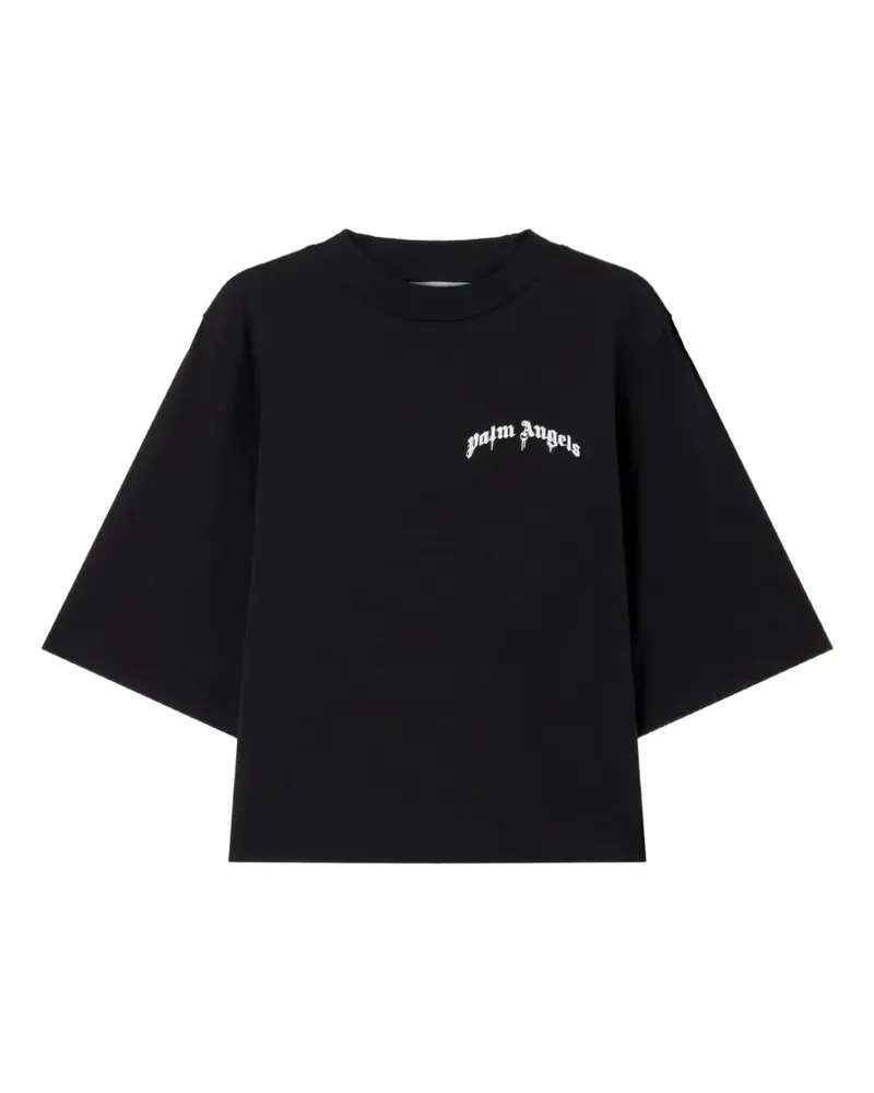 Palm Angels Cropped-T-Shirt mit Logo-Print - Schwarz Schwarz
