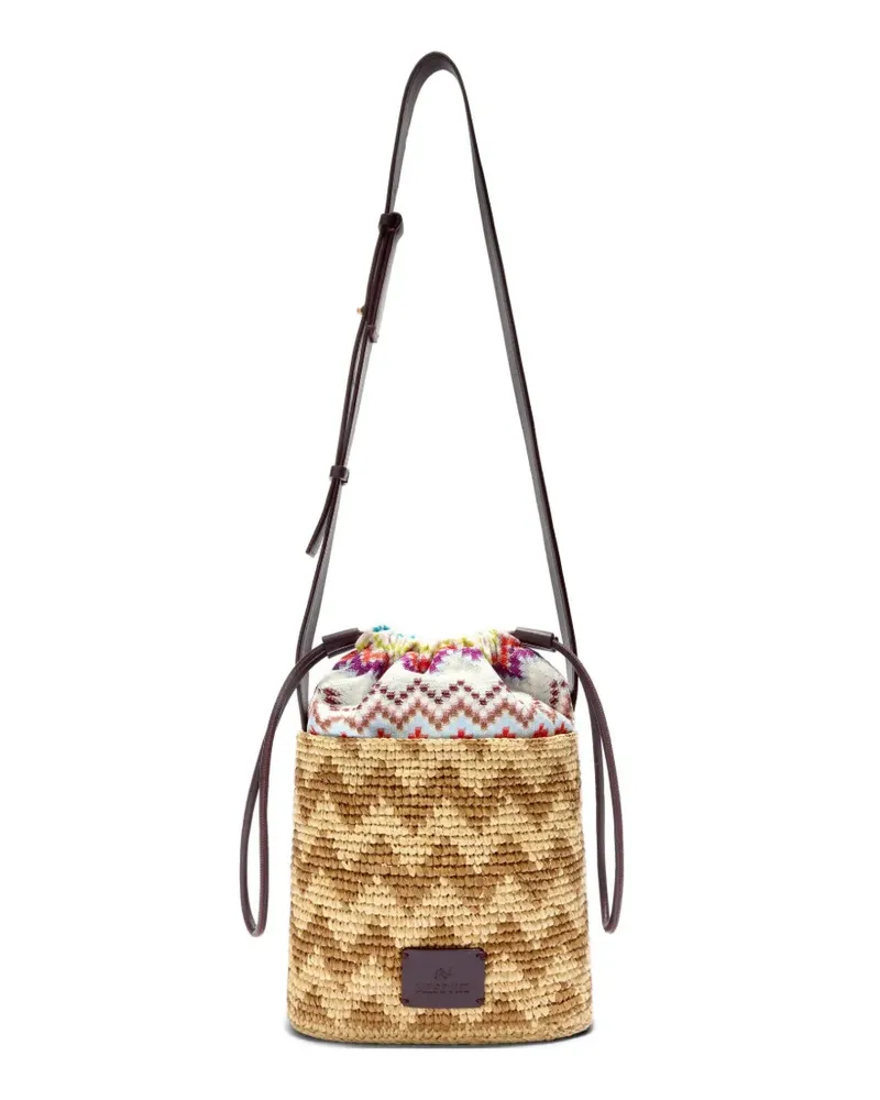 Missoni zigzag-woven bucket bag - Nude Nude