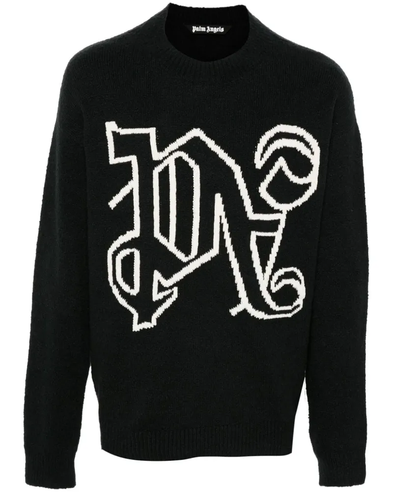 Palm Angels Pullover mit Intarsien-Logo Schwarz