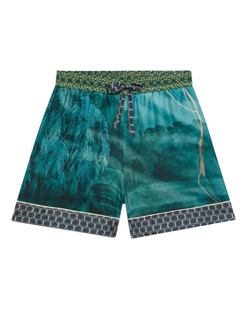 Pierre-Louis Mascia Shorts mit Landschafts-Print - Grün Grün