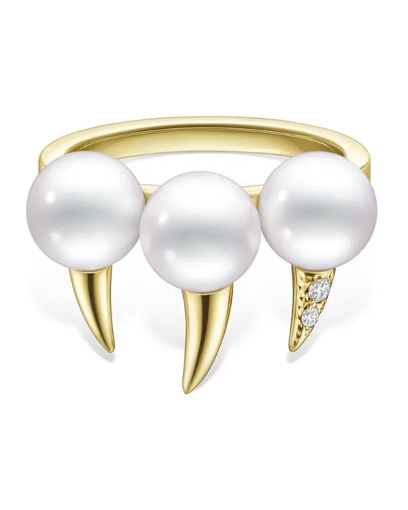 TASAKI 18kt Collection Line Danger Fang Gelbgoldring mit Perle Gold