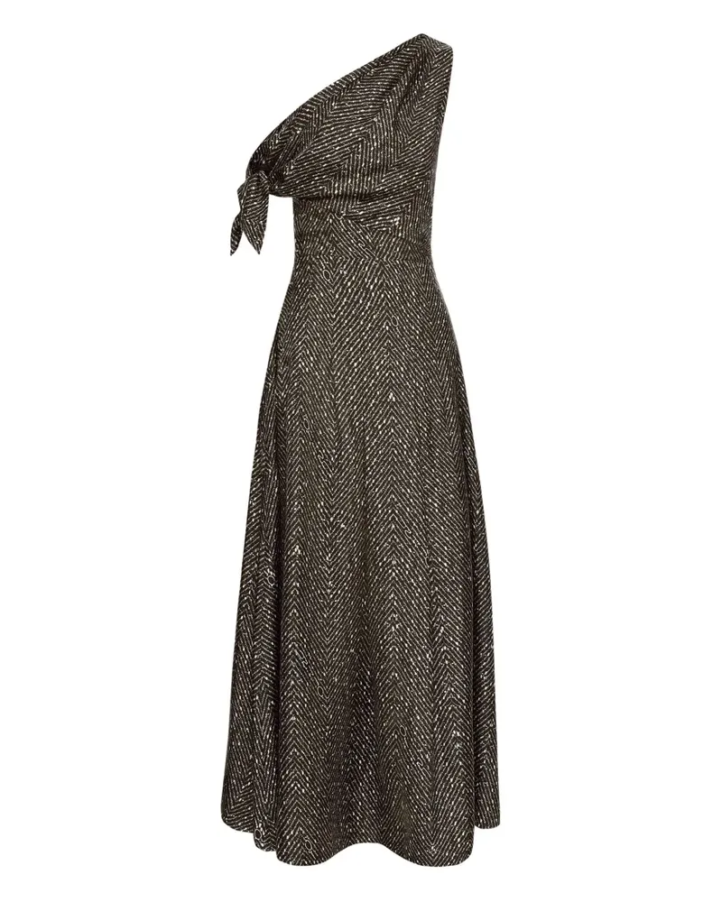 Oscar de la Renta Seidentwill-Kleid mit Zickzackmuster - Schwarz Schwarz
