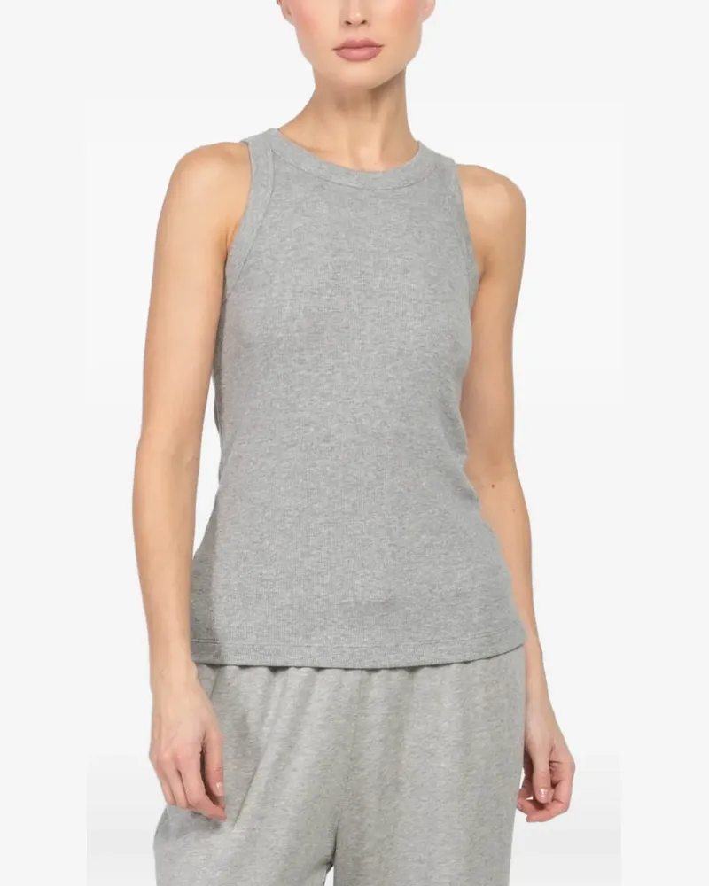 Velvet crew-neck tank top - Grau Grau