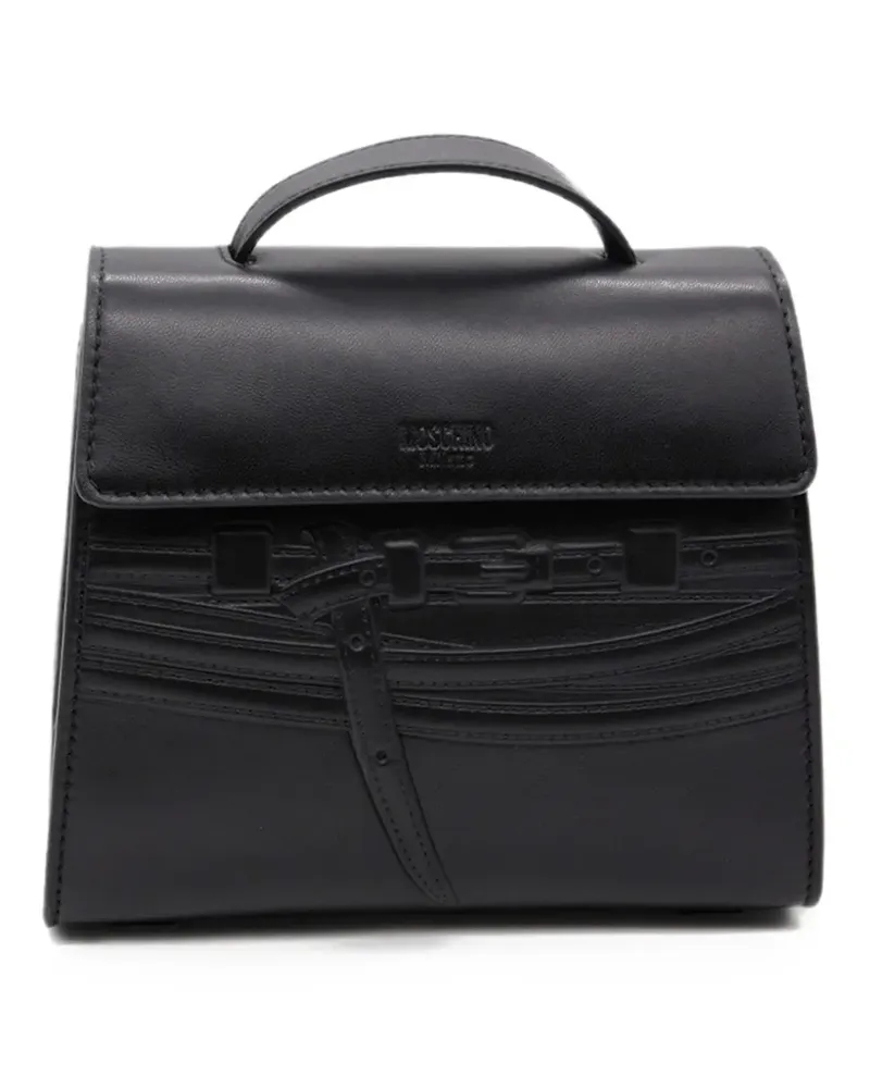 Moschino Tie Me Mini-Tote Bag mit Prägung - Schwarz Schwarz