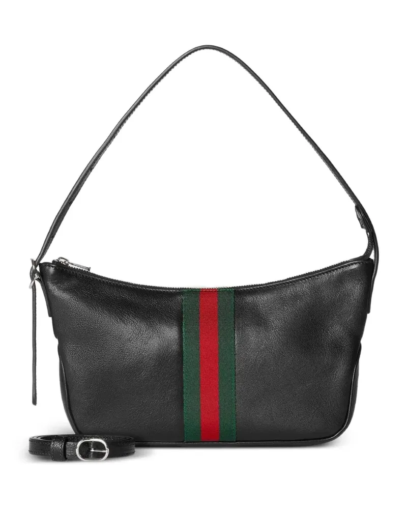 Gucci Web-stripe calf leather messenger bag - Schwarz Schwarz