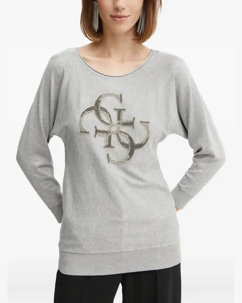 Guess Pullover mit kristallverziertem Logo - Grau Grau
