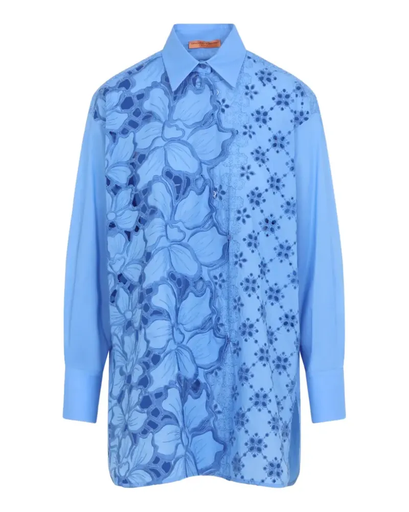 Ermanno Scervino floral-lace embroidered shirt - Blau Blau