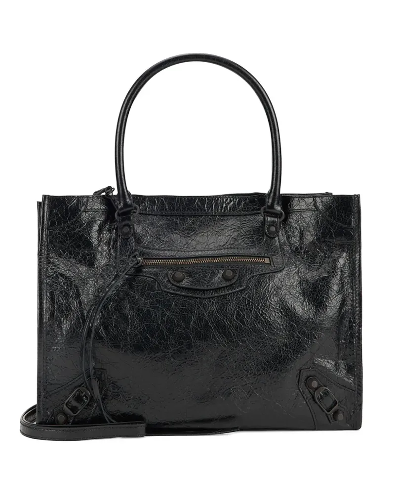 Balenciaga Kleine Le City Tote Bag aus Lammleder - Schwarz Schwarz