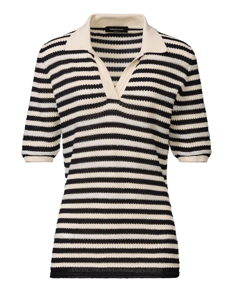 Fabiana Filippi Gestreiftes Oberteil mit V-Ausschnitt - Nude Nude