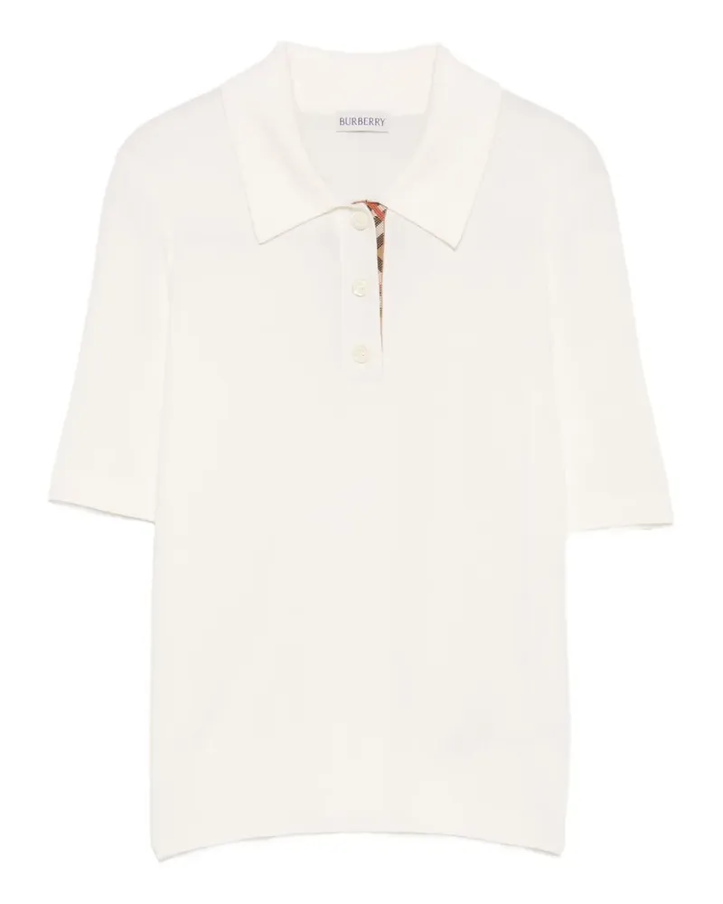 Burberry Poloshirt mit kariertem Besatz - Nude Nude