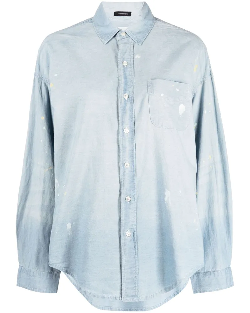 R13 Kariertes Hemd mit Farbklecks-Print - Blau Blau