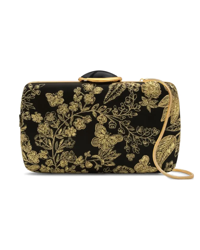 Oscar de la Renta Minaudière Clutch mit Schmetterlingsstickerei - Schwarz Schwarz
