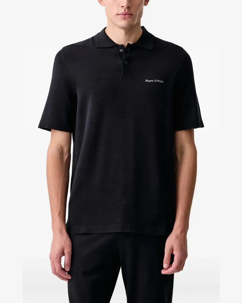 Marc O'Polo x DFB logo-embroidered press-stud polo shirt - Blau Blau