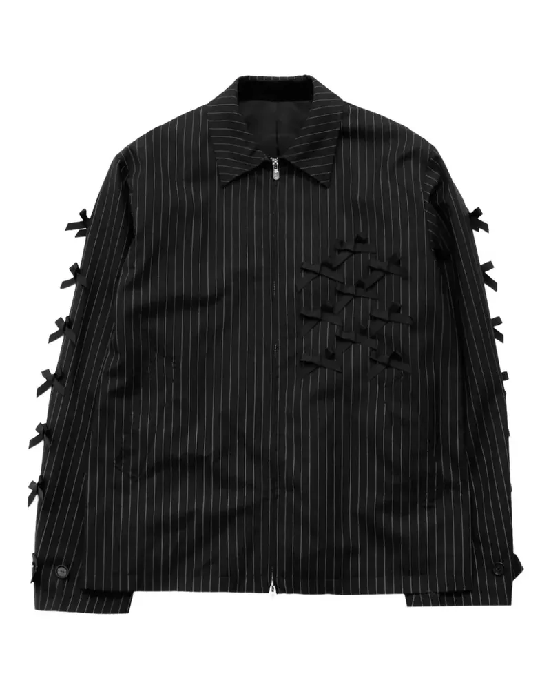 TheSoloIst Ribbons Brit Hemdjacke mit Nadelstreifen - Schwarz Schwarz
