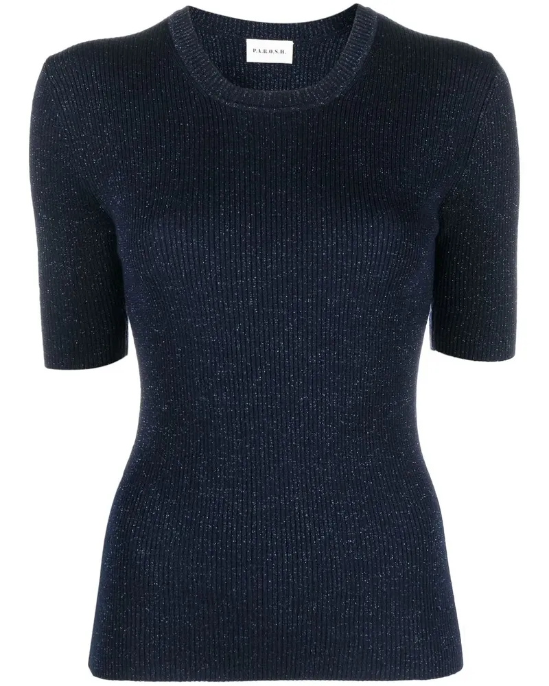 P.A.R.O.S.H. P.A.R.O H. Kurzärmeliges Strickoberteil - Blau Blau