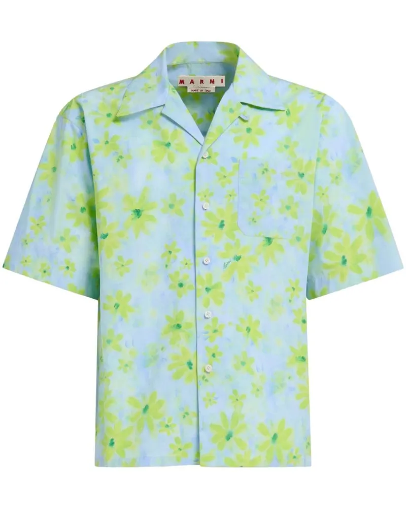 Marni Hemd mit Blumen-Print - Blau Blau