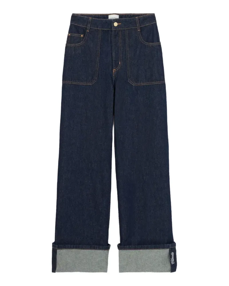 Claudie Pierlot Bestickte Wide-Leg-Jeans - Blau Blau
