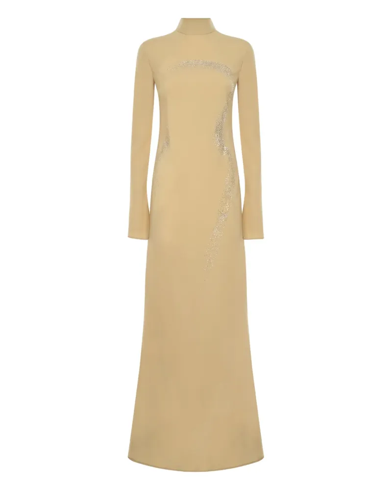 Taller Marmo Ziegfeld embellished high-neck maxi dress - Nude Nude