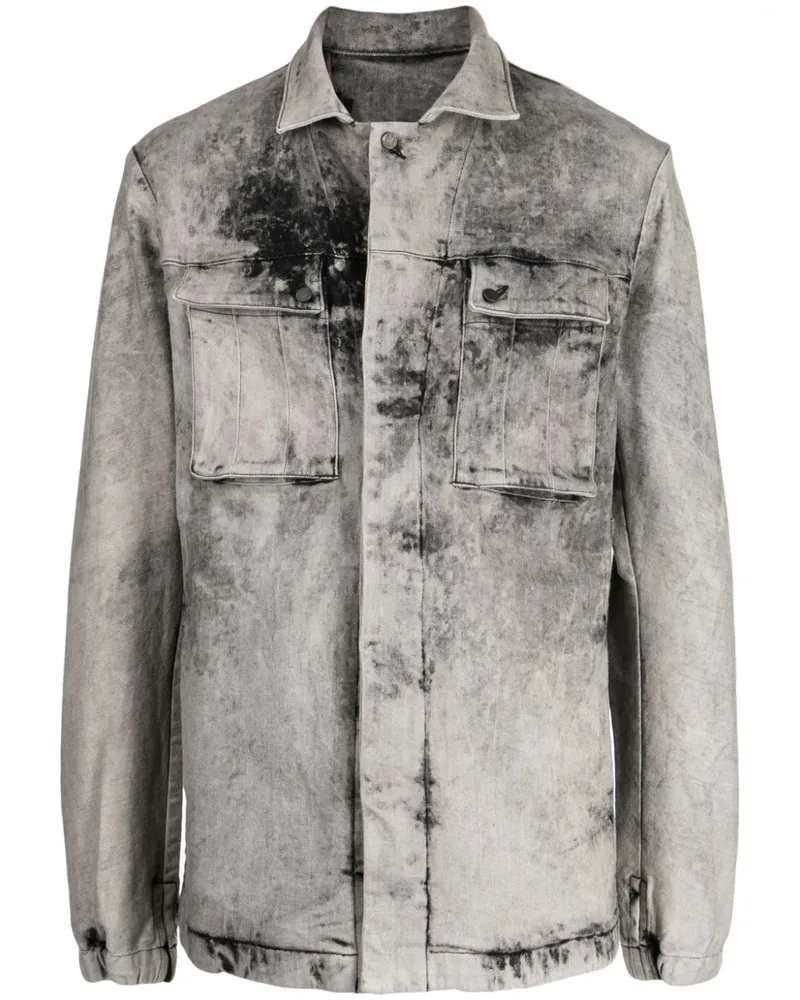 Boris Bidjan Saberi Jeansjacke im Distressed-Look - Grau Grau
