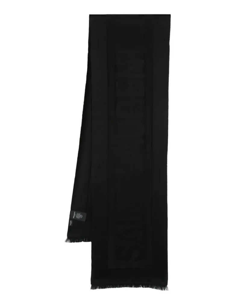 Saint Laurent Gestrickter Schal mit Logo-Print - Schwarz Schwarz