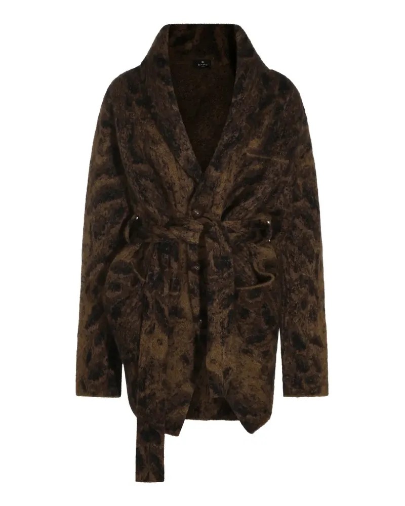 Etro belted leopard-print cardigan - Braun Braun
