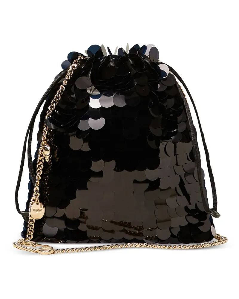 Twin-Set Clutch mit Pailletten-Anhänger - Schwarz Schwarz