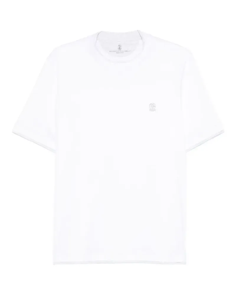 Brunello Cucinelli T-Shirt mit Logo-Stickerei - Weiß Weiß