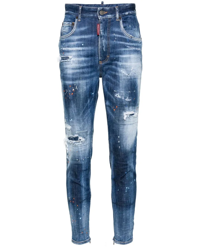 Dsquared2 Distressed-Jeans mit Farbklecksen - Blau Blau