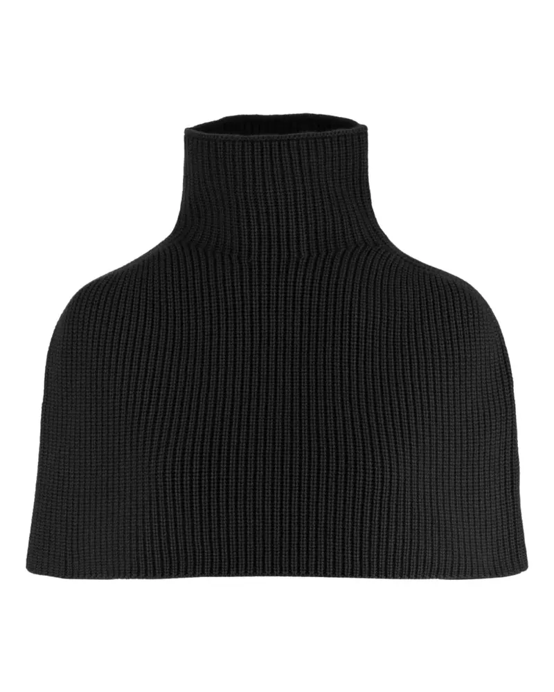 Sa Su Phi Geripptes Cape aus Kaschmir - Schwarz Schwarz