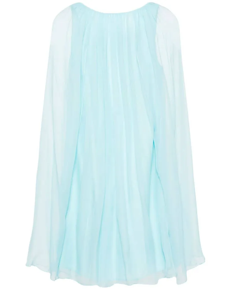 Max Mara Samtkleid mit transparentem Overlay - Blau Blau