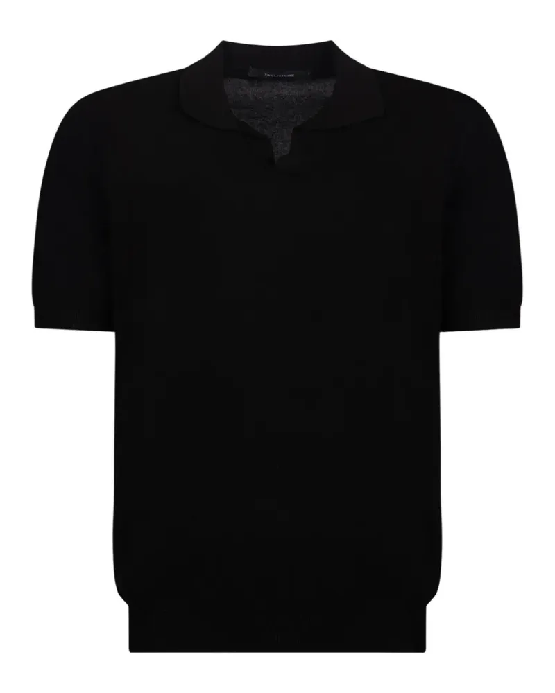 Tagliatore T-Shirt mit Poloshirtkragen - Schwarz Schwarz