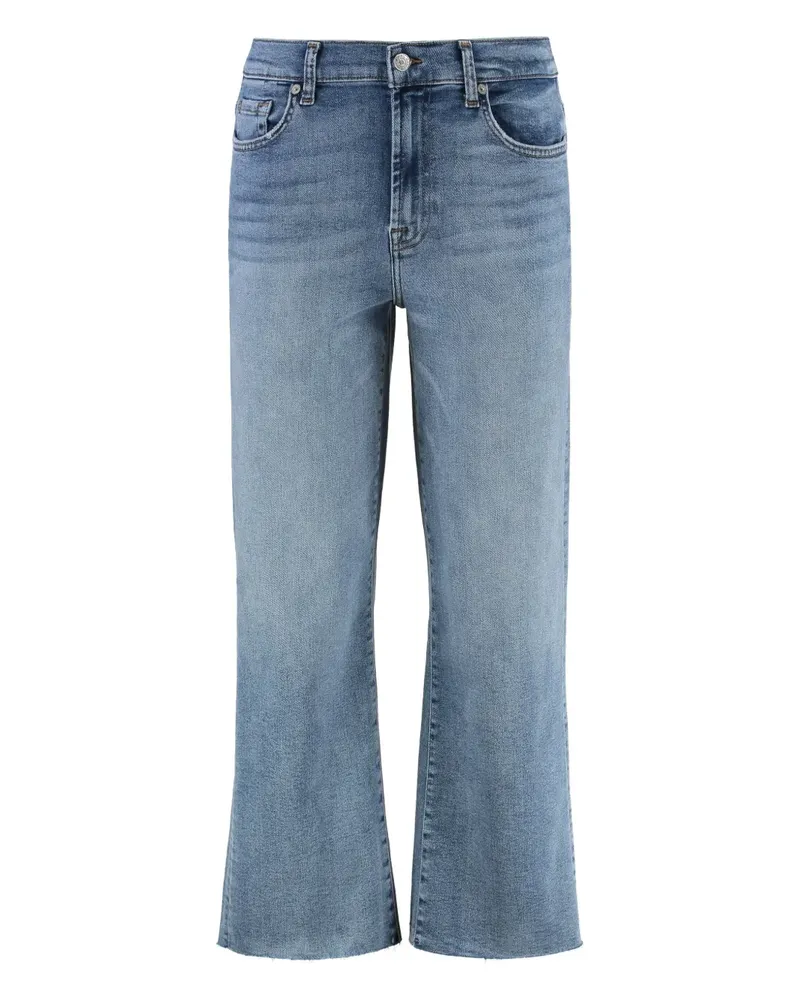 7 for all mankind Alexa Cropped-Bootcut-Jeans mit ausgefranstem Saum - Blau Blau