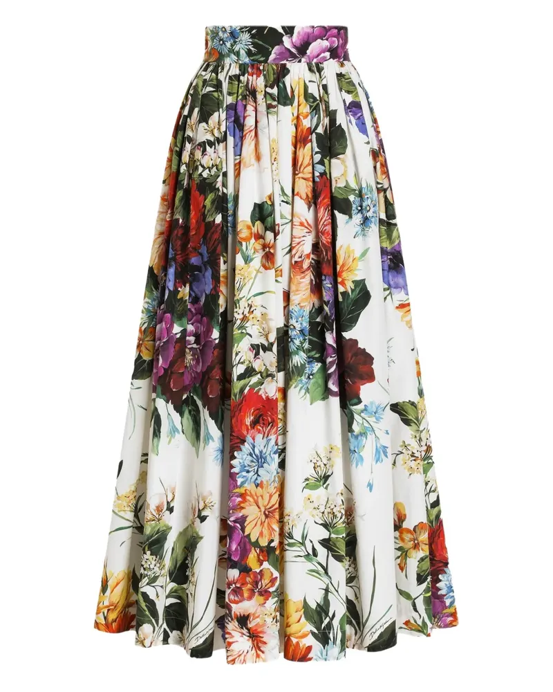 Dolce & Gabbana Maxirock mit Blumen-Print - Weiß Weiß