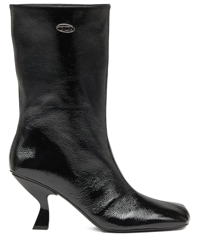 Diesel D-Amber Stiefel mit eckiger Kappe 75mm - Schwarz Schwarz