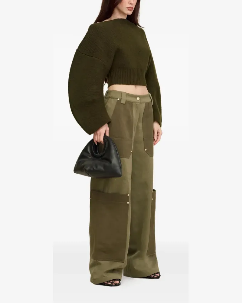 Cult Gaia Ella balloon-sleeve ribbed-knit sweater - Grün Grün