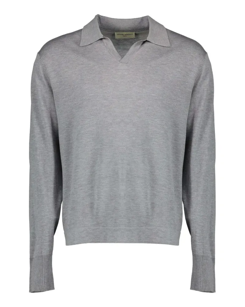 Officine Generale Gestricktes T-Shirt mit Poloshirtkragen - Grau Grau