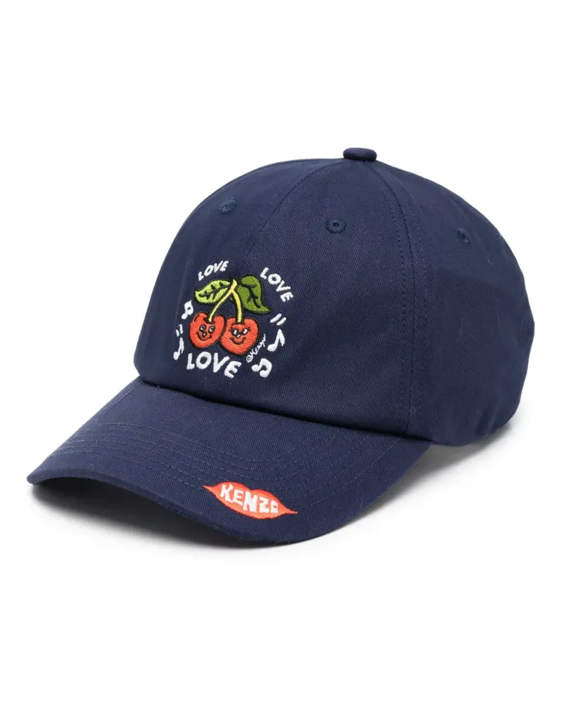 Kenzo Baseballkappe mit Kirschstickerei - Blau Blau