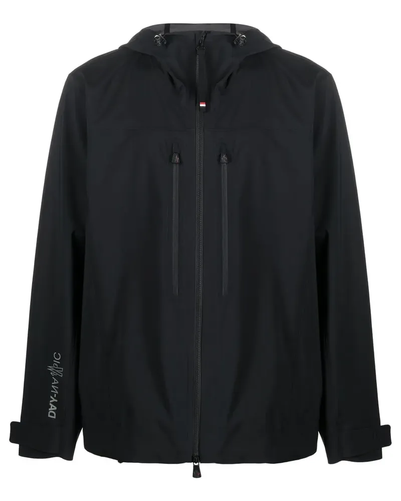 Moncler Kapuzenjacke mit Logo-Print - Schwarz Schwarz