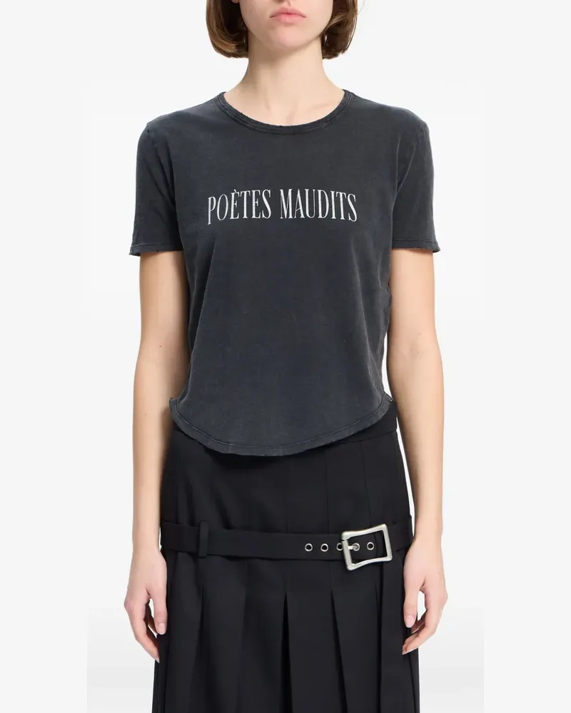 Ann Demeulemeester Floor Micro T-Shirt mit abgerundetem Saum - Schwarz Schwarz