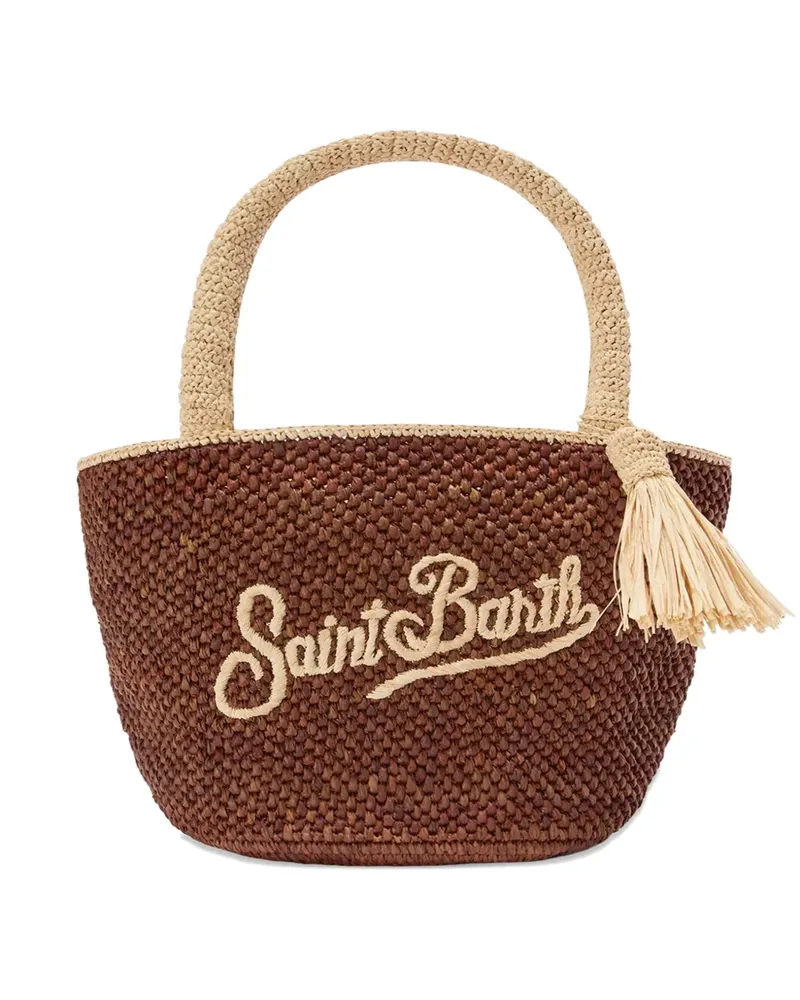 MC2 Saint Barth Marcy embroidered straw shoulder bag - Braun Braun