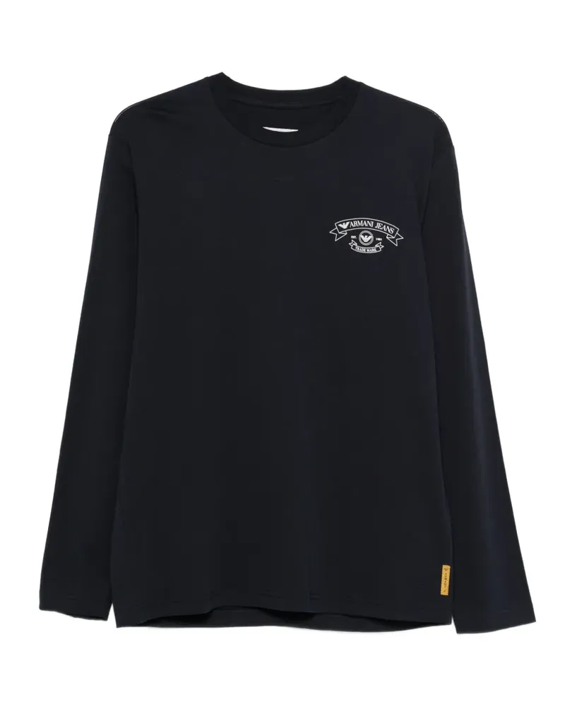 Emporio Armani logo-print long-sleeve T-shirt - Blau Blau