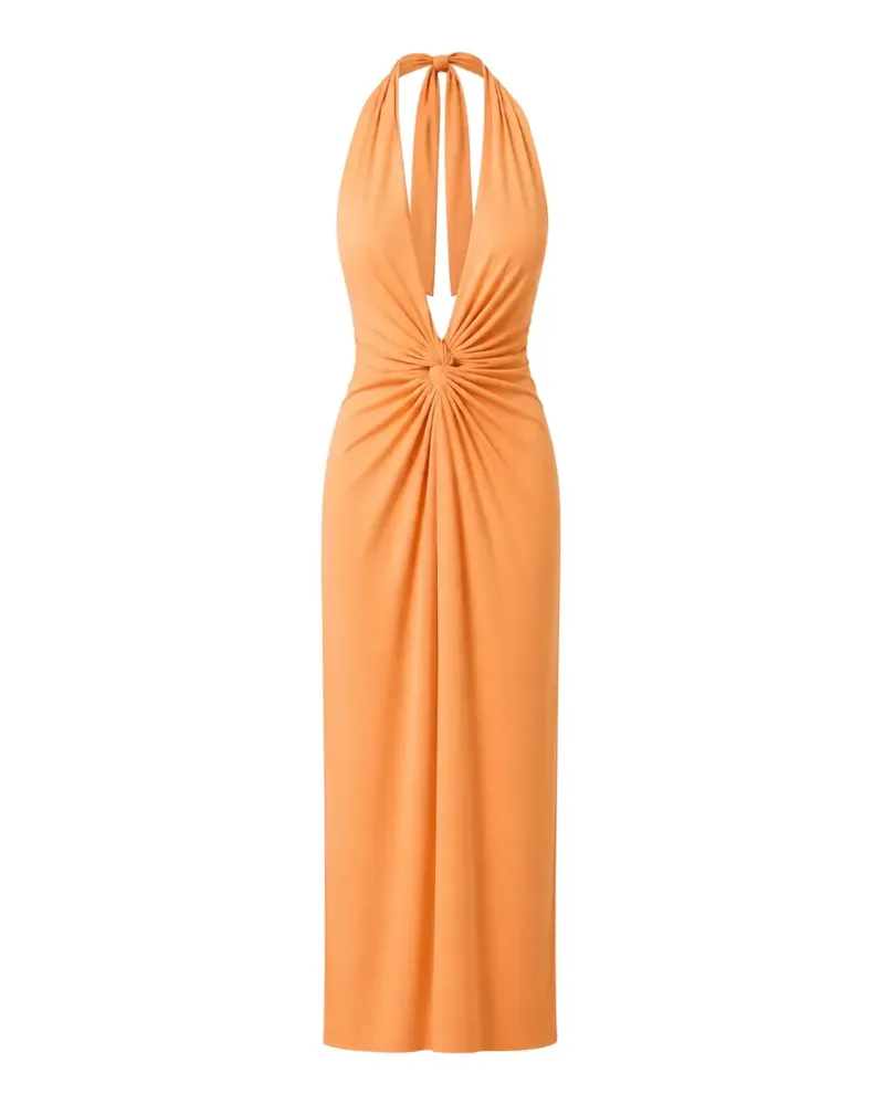 Baobab Collection Gerafftes Eleonora Maxikleid mit Knotendetail - Orange Orange