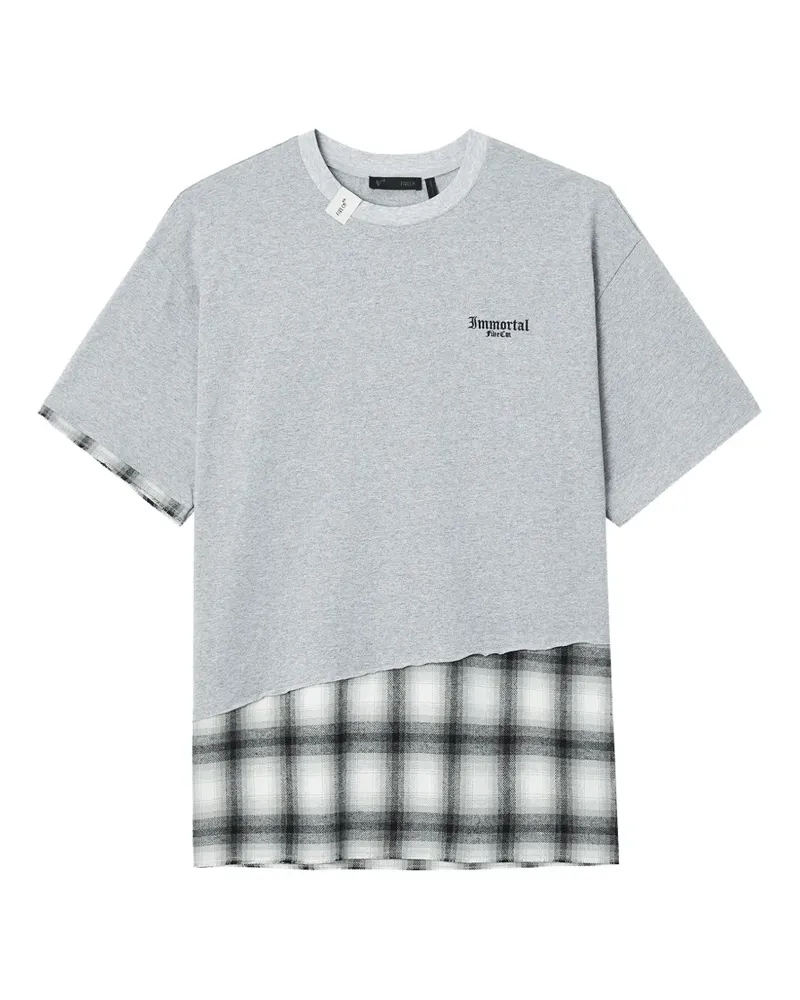 FIVE CM T-Shirt mit kariertem Einsatz - Grau Grau
