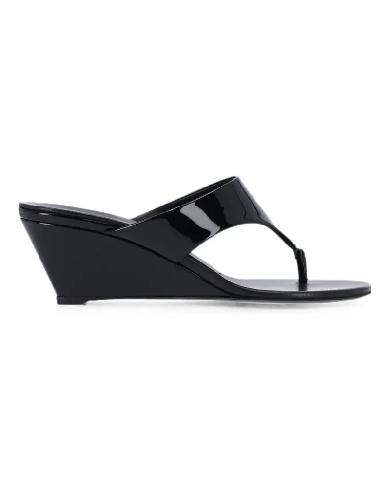 Prada logo-print wedge sandals - Schwarz Schwarz
