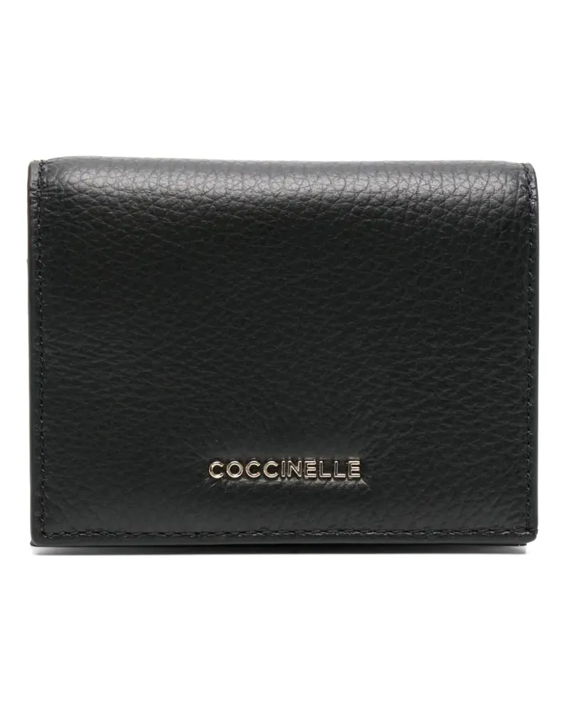 Coccinelle Kleines Metallic Soft Portemonnaie - Schwarz Schwarz