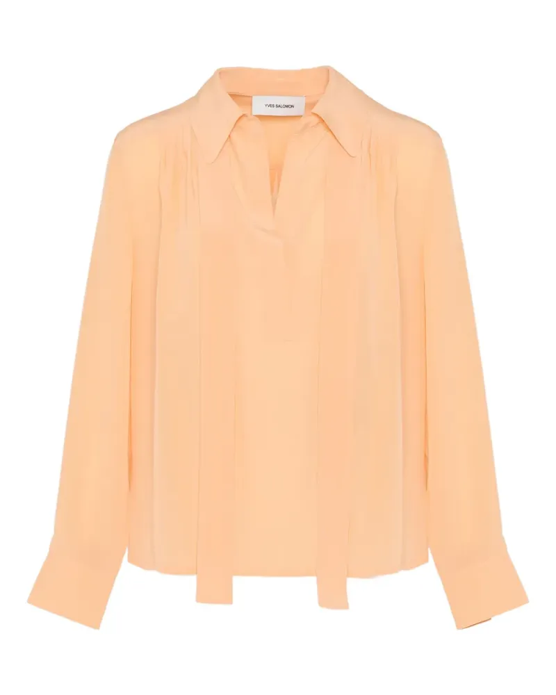 Yves Salomon Seidenbluse mit Schleifenkragen - Orange Orange