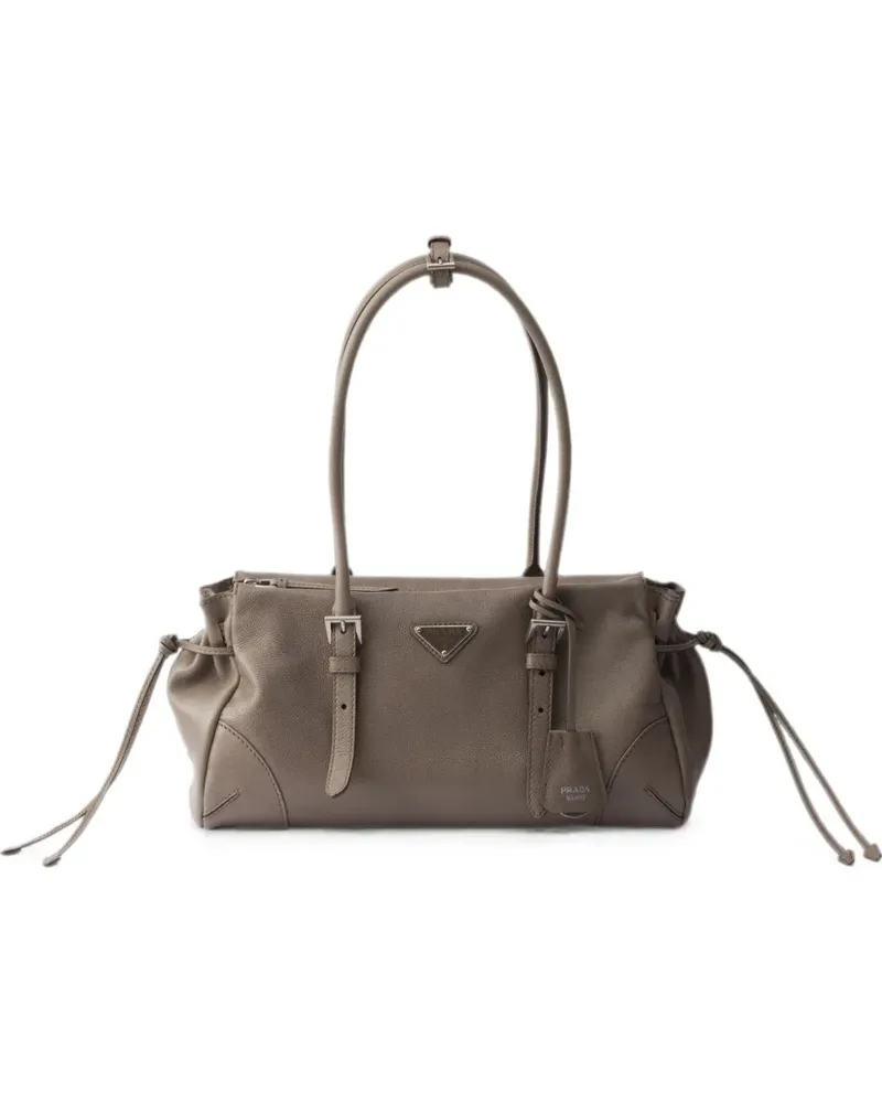 Prada Bonnie medium antiqued leather tote bag - Grau Grau