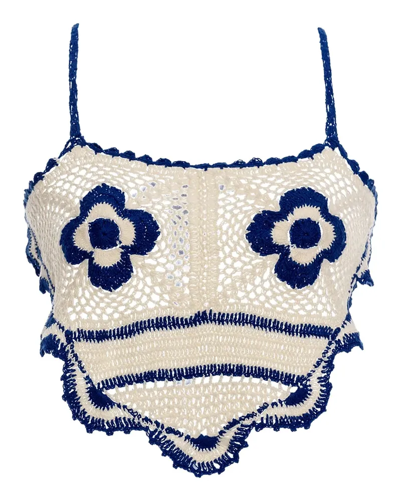 AGUA BENDITA Gehäkeltes Oberteil mit Blumen - Nude Nude